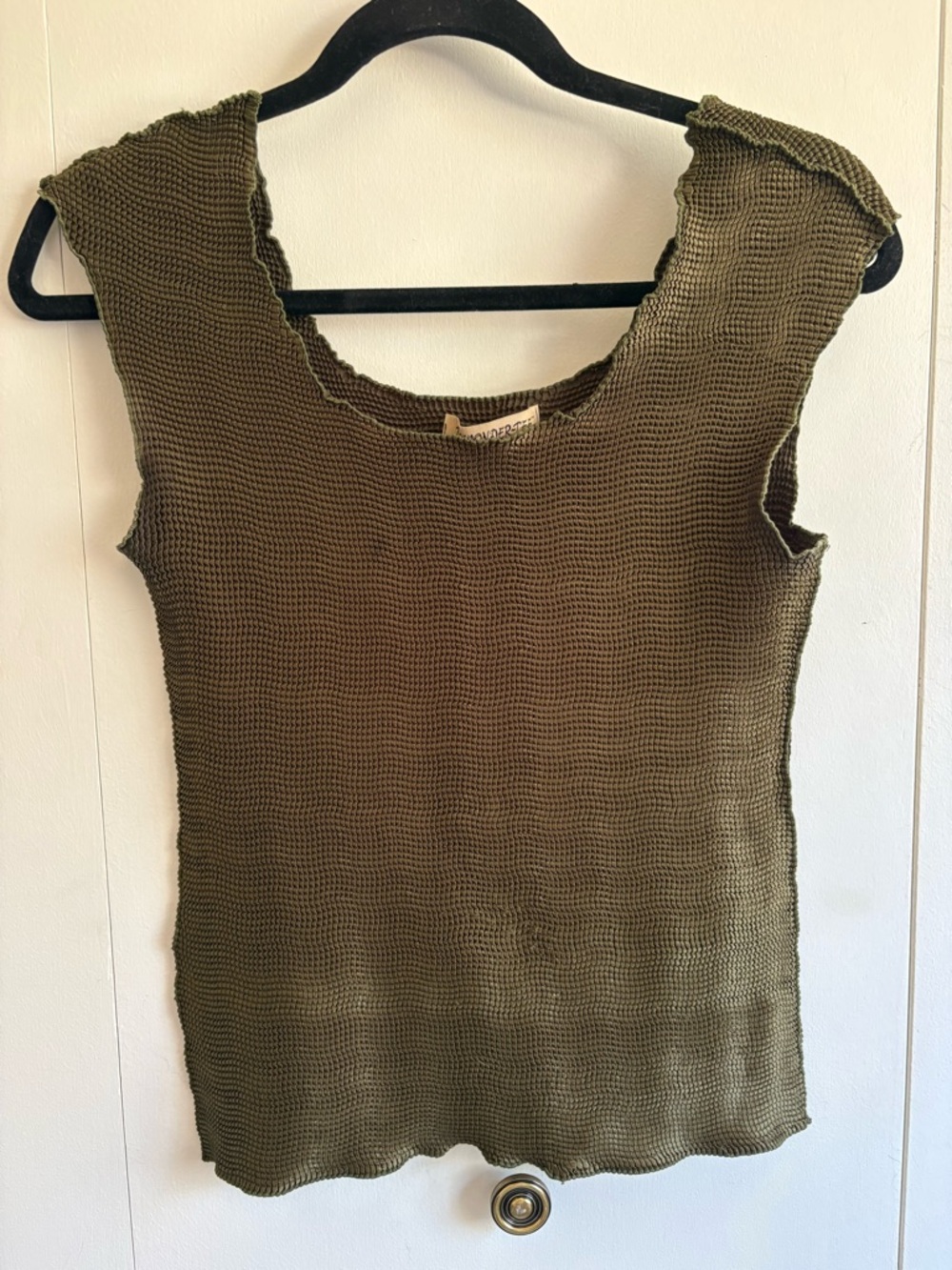 Vintage Olive Green Textured Knit Women's Tank Top